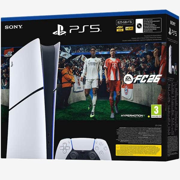 Изчистен дизайн на конзола PlayStation 5 Slim Digital Edition без дисково устройство
