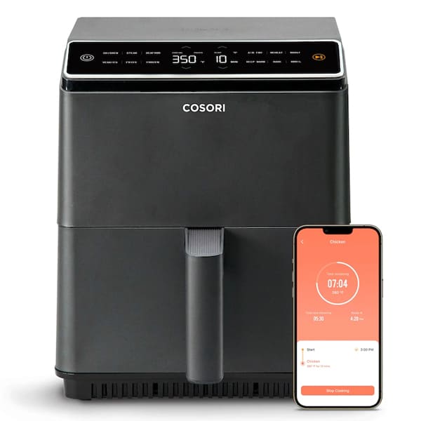 Смарт еър фрайър Cosori Dual Blaze с 2 реотана (горен и долен) за готвене без разбъркване