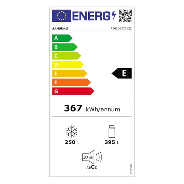 Хладилник side by side Samsung RF65DB970E22EO - енергиен етикет на ЕС
