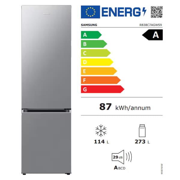 Смарт хладилник с фризер Samsung RB38C7AGWS9/EF, инокс с електронен дисплей