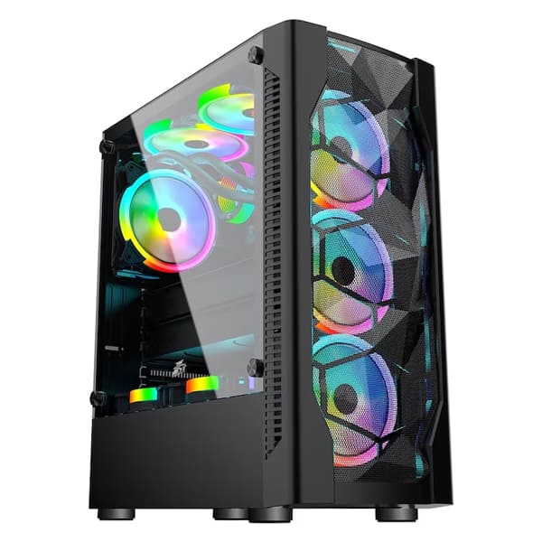 Настолен компютър Gamer Intel Core i5-12400F до 4.4 Ghz, 16 GB RAM DDR4, SSD NVME 1 TB, специализирана видео карта Nvidia GeForce RTX 5060 8 GB GDDR7, RGB геймърска кутия, захранване 600W